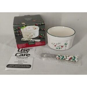 Pfaltzgraff Winterberry Dip Bowl Set w/ Spreader NIB Christmas Holiday